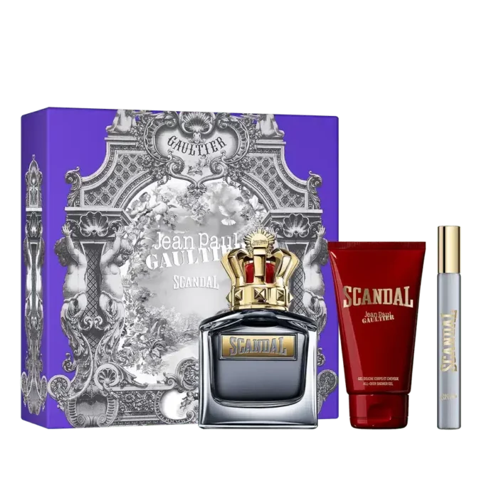 Scandal Pour Homme 3.4 Oz, Shower Gel 2.5 Oz and Spray