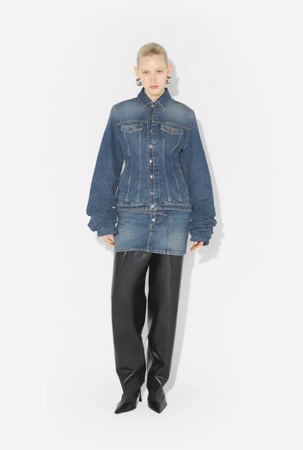 The Blue Denim Jacket with Oversized Sleeves The Blue Denim Jacket with Oversized Sleeves