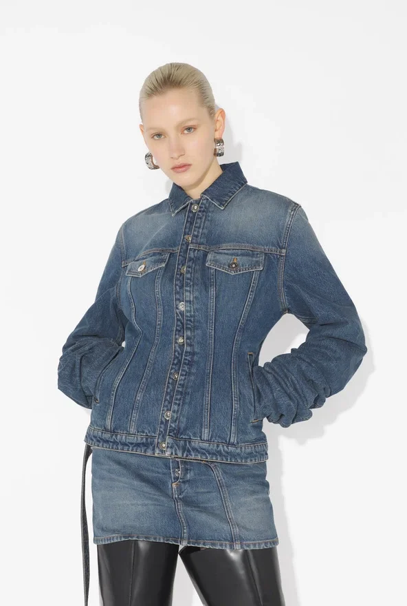 The Blue Denim Jacket with Oversized Sleeves The Blue Denim Jacket with Oversized Sleeves