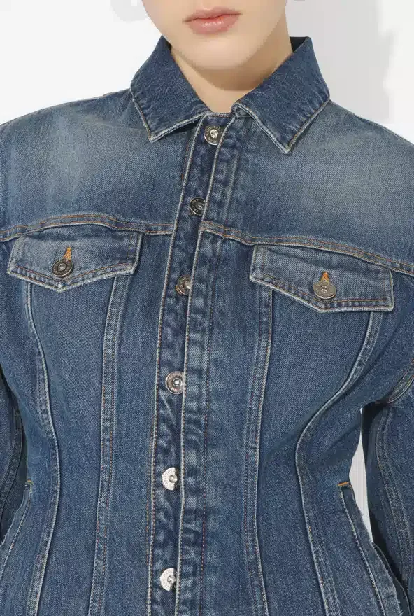 The Blue Denim Jacket with Oversized Sleeves The Blue Denim Jacket with Oversized Sleeves