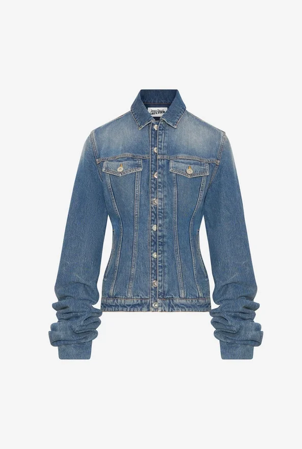The Blue Denim Jacket with Oversized Sleeves The Blue Denim Jacket with Oversized Sleeves