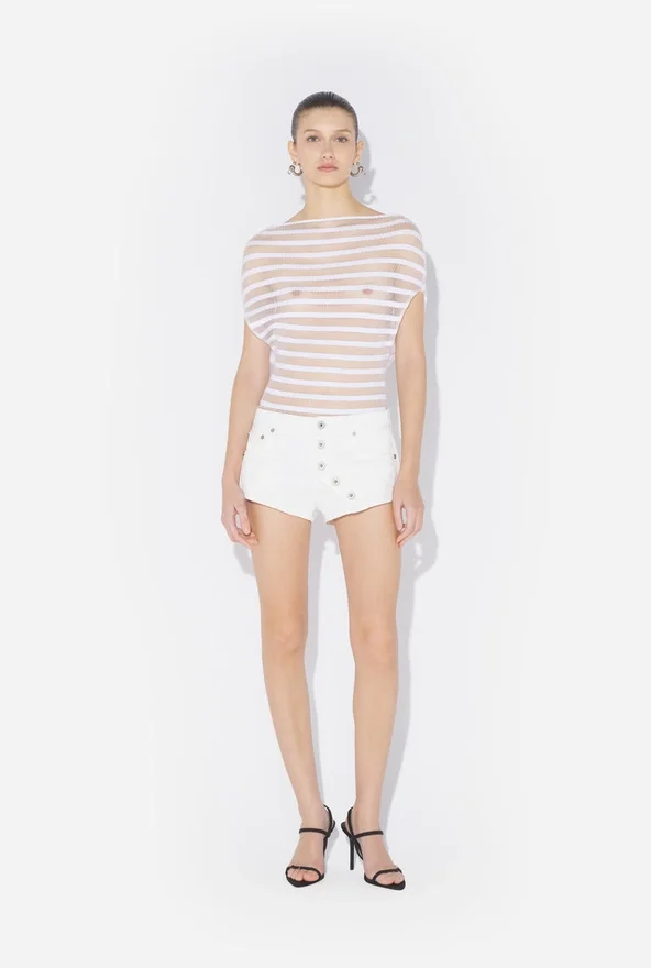 The Buttoned White Denim Shorts The Buttoned White Denim Shorts