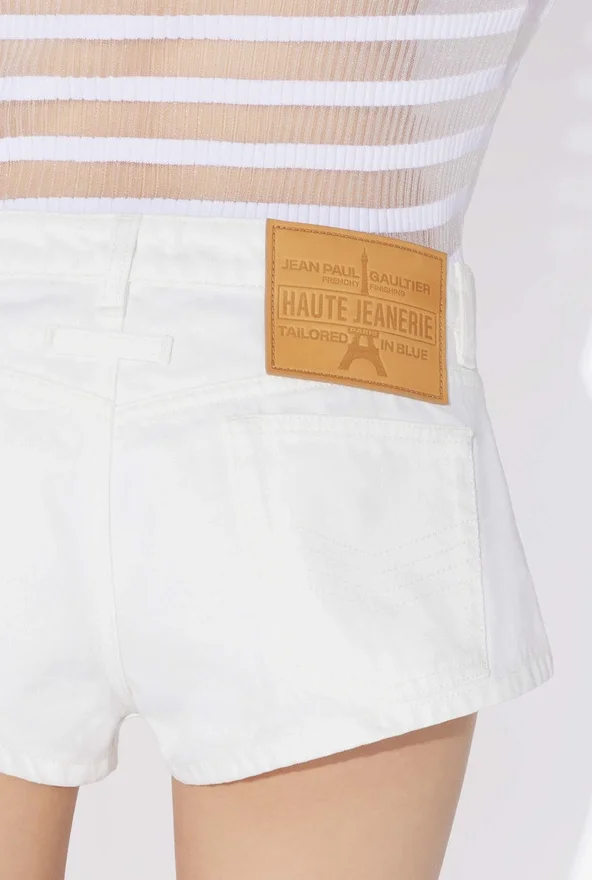 The Buttoned White Denim Shorts The Buttoned White Denim Shorts