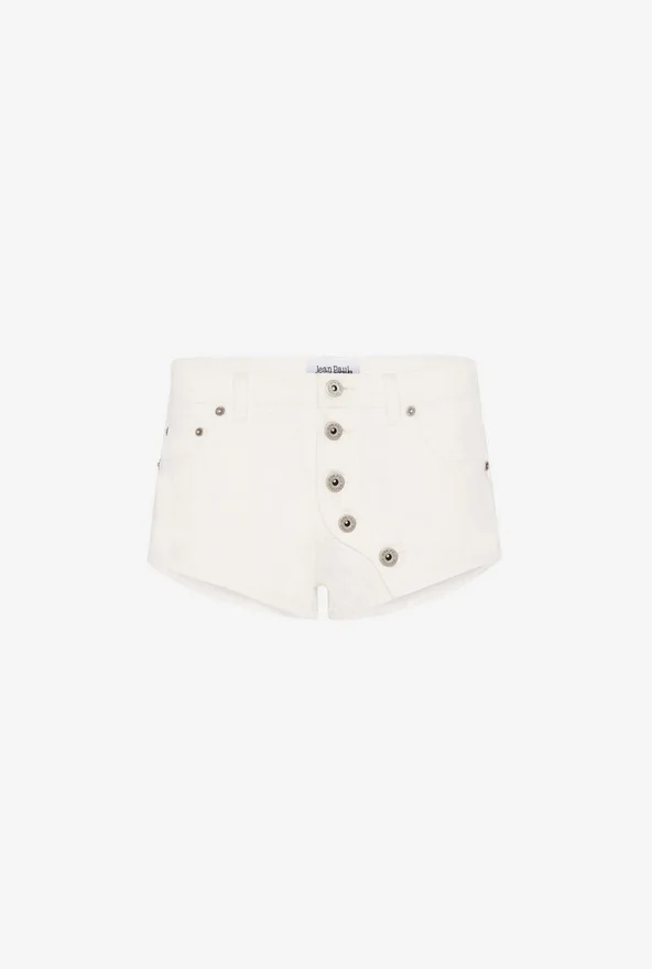 The Buttoned White Denim Shorts The Buttoned White Denim Shorts