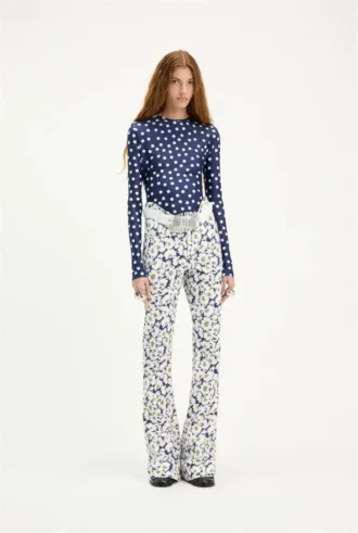 The Curved Denim Flower Jeans