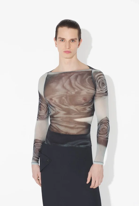 The Gray Blurry Roses Top The Gray Blurry Roses Top