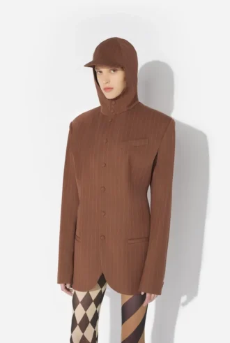 The Hooded Pinstriped Suit Jacket