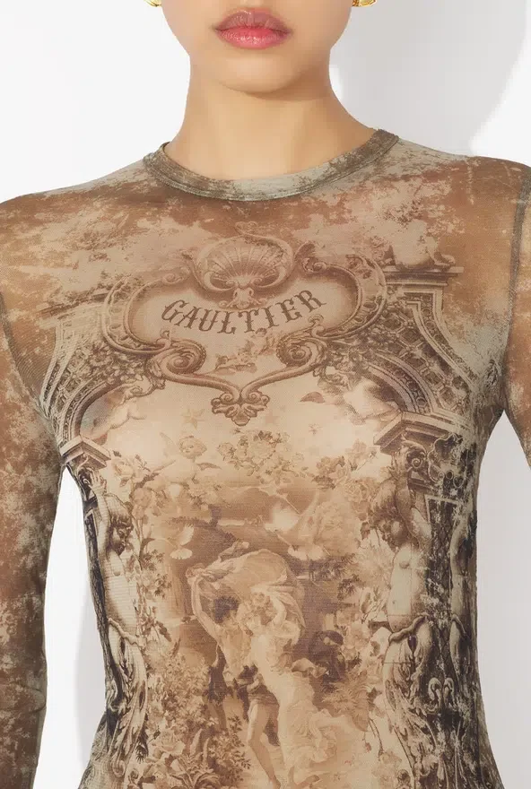 The Long Beige Madaillon Dress The Long Beige Madaillon Dress