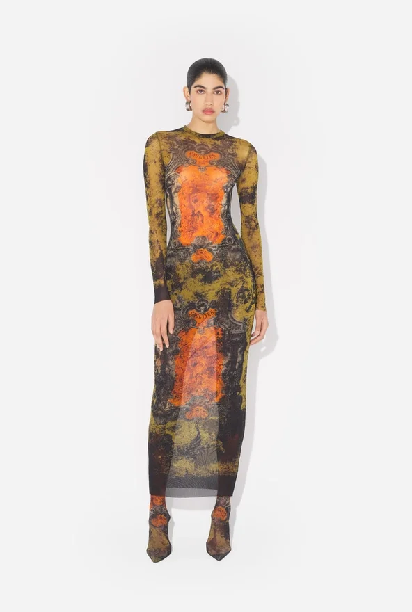 The Long Khaki Madaillon Dress The Long Khaki Madaillon Dress