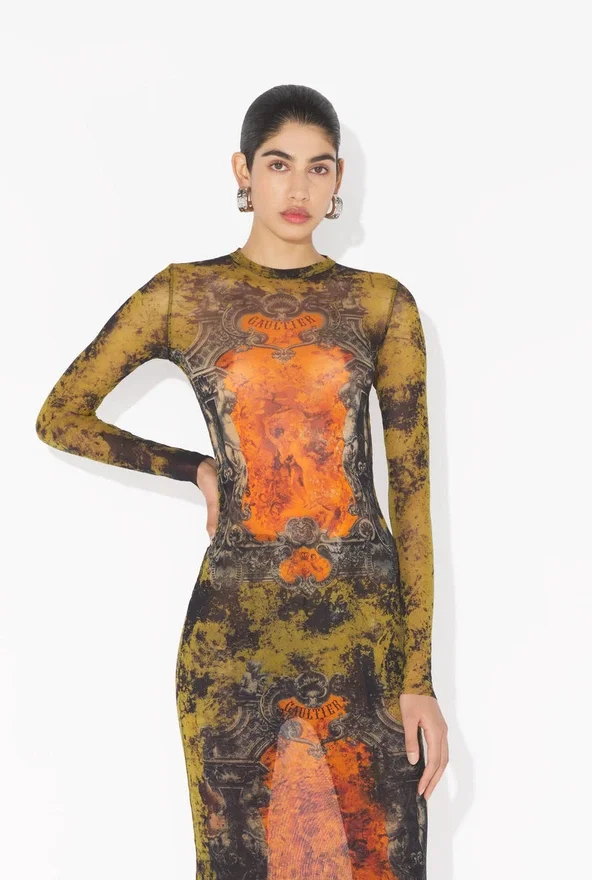 The Long Khaki Madaillon Dress The Long Khaki Madaillon Dress