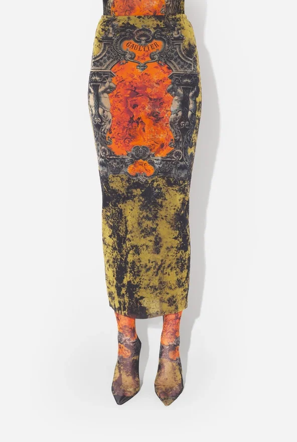 The Long Khaki Madaillon Skirt The Long Khaki Madaillon Skirt