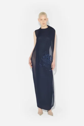 The Long Navy Embroidered Dress