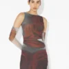 The Long Red Blurry Roses Dress
