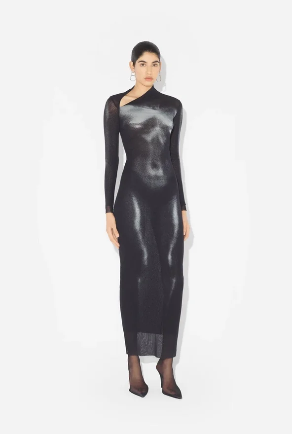 The Long Silver Body Dust Dress The Long Silver Body Dust Dress