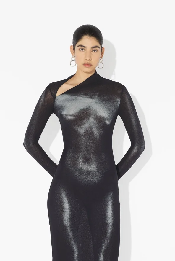 The Long Silver Body Dust Dress The Long Silver Body Dust Dress