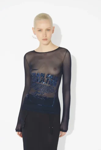 The Navy Embroidered Top