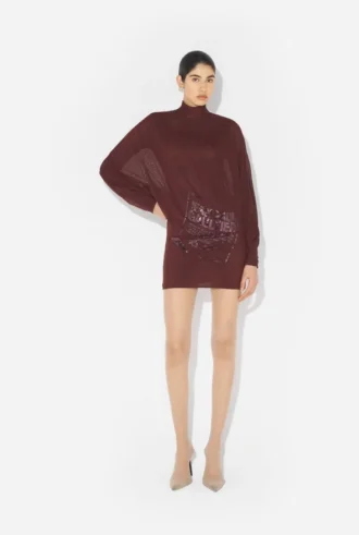 The Short Burgundy Embroidered Dress The Short Burgundy Embroidered Dress
