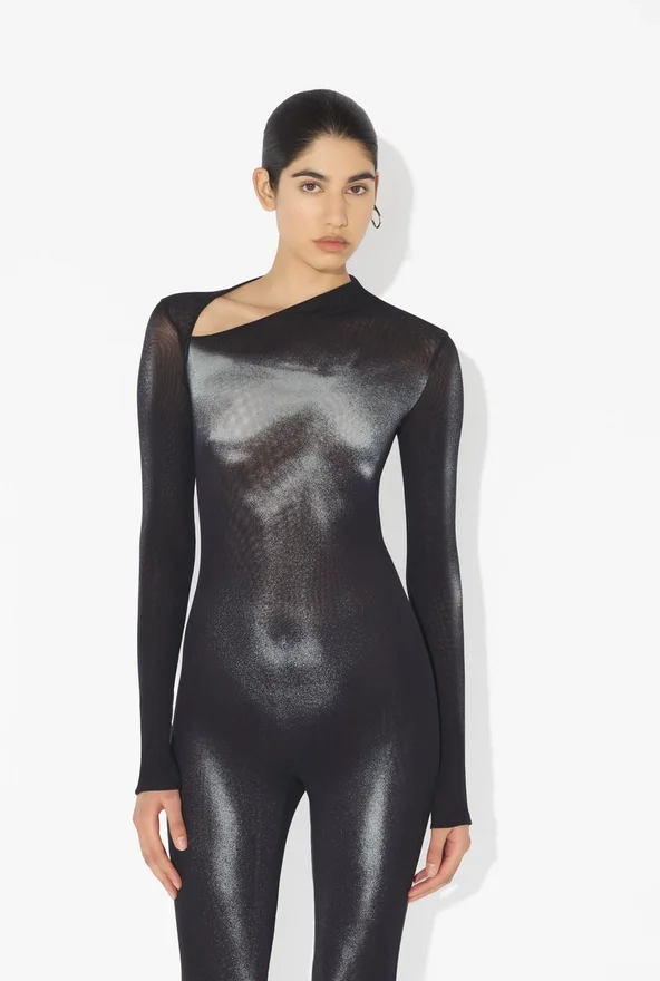 The Silver Body Dust Bodysuit The Silver Body Dust Bodysuit