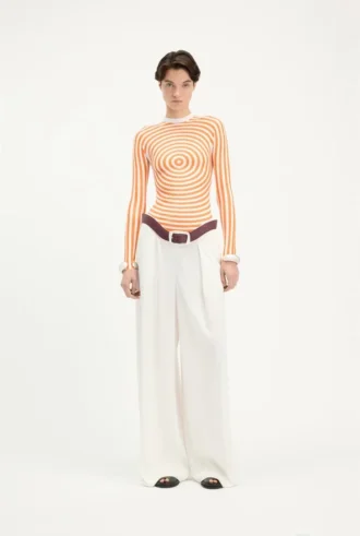 The White Curved Suit Pants